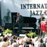 Kermit Ruffins, Dr Michael White, Roland Guerin - Sunrise concert on International Jazz Day, April 30, 2012 at Congo Square, New Orleans.